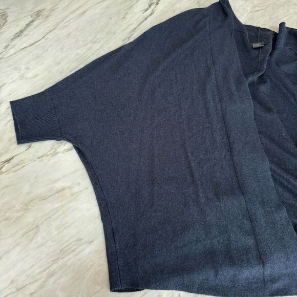 Ann Taylor navy blue cotton blend slouchy fit open front cardigan size S - Picture 6 of 8